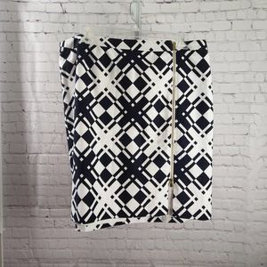 NWT Talbots Women's Petites Black & White Geometric Pencil Skirt 22W